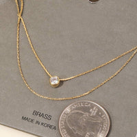 Layered Chain Stud Charm Necklace - Silver