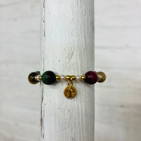Adjustable Multicolor Beaded Charm Bracelet