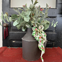 Vintage Milk Can With Faux Floral