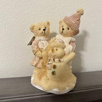 Bear Couple Building Snowman