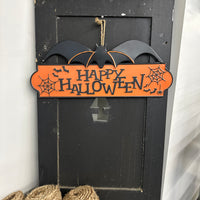 Happy Halloween Metal Bat Sign