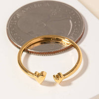 Gold Dipped Delicate Double Heart Open Ring - Silver