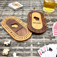 Wisconsin Mini Travel Cribbage Board Set: Fish Frys + Old Fashioneds