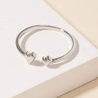 Gold Dipped Delicate Double Heart Open Ring - Silver