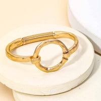 Hammered Circle Bangle Bracelet - Gold