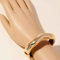 Warped Wavy Bangle Bracelet - Silver