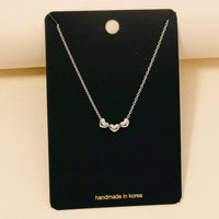 Triple Heart Charms Chain Necklace - Silver