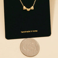Triple Heart Charms Chain Necklace - Silver