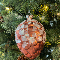 Painted Bird Glass Pinecone Ornament