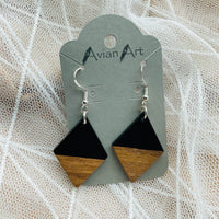 Diamond Resin/Wood Drop Earrings
