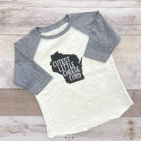 Cutest Little Cheese Curd Raglan Top - Light Gray