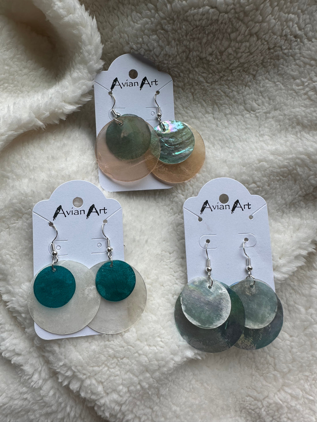 Double Circle Shell Drop Earrings