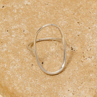 Curved Oval Minimalist Ring - Silver