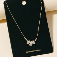 Triple Pebble Stone Charms Chain Necklace - Blue
