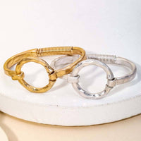Hammered Circle Bangle Bracelet - Gold