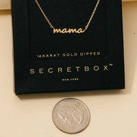 Secret Box Gold Dipped Dainty Mama Pendant Necklace - White Gold