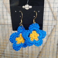 Blue & Yellow Flower Crochet Earrings