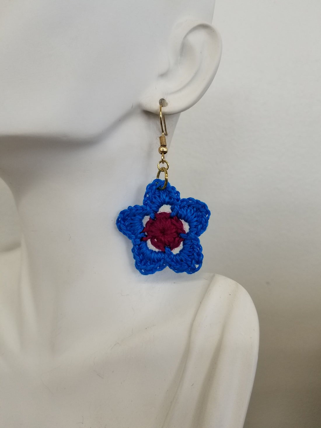 Blue & Purple Flower Crochet Earrings