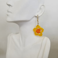 Yellow & Orange Flower Crochet Earrings