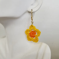Yellow & Orange Flower Crochet Earrings