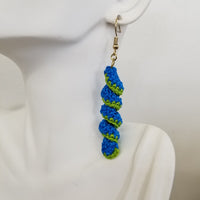 Blue & Green Spiral Crochet Earrings
