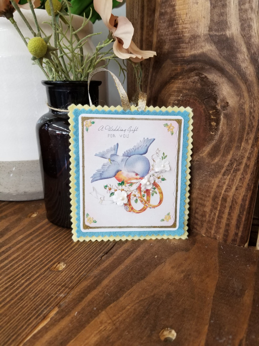 Hanging Vintage Postcard Reproduction - A Wedding Gift For You