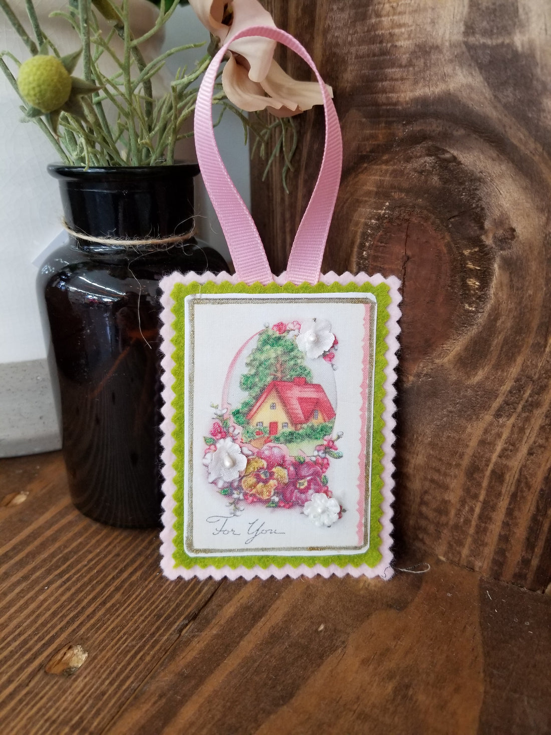 Hanging Vintage Postcard Reproduction - For You