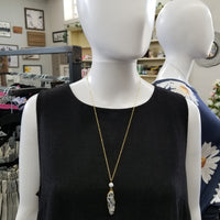 Gold Grey + White Geode Necklace