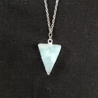 Silver Light Blue Triangle Druzy Necklace