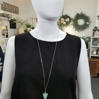 Silver Light Blue Triangle Druzy Necklace