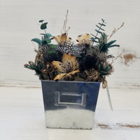 Pheasant + Mallard Duck + Guinea Fowl Feather Flower Arrangement - Hanging Planter
