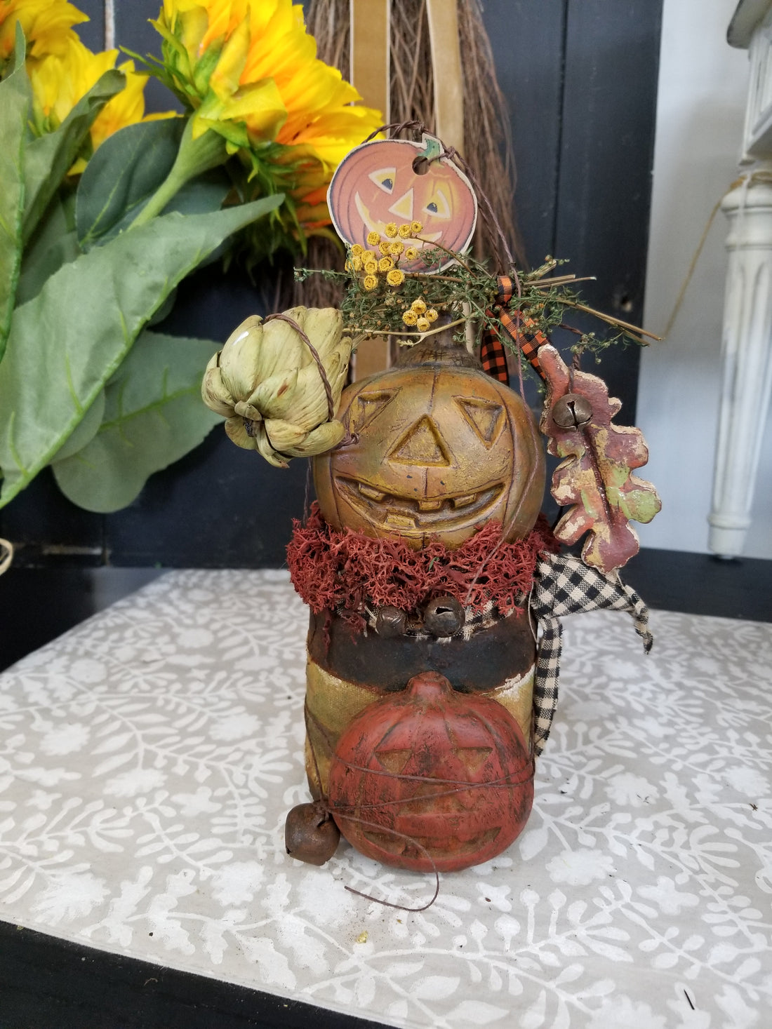 Autumn Jack O'Lantern Handmade Shelf Decor