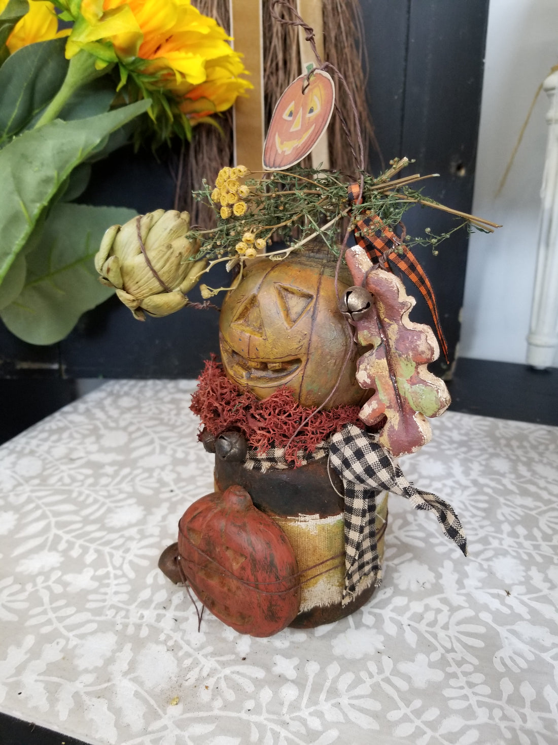 Autumn Jack O'Lantern Handmade Shelf Decor