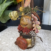 Autumn Jack O'Lantern Handmade Shelf Decor