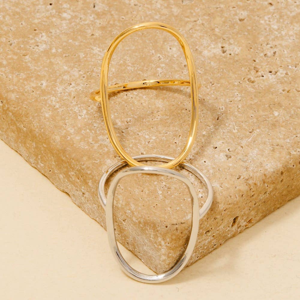Curved Oval Minimalist Ring - Silver