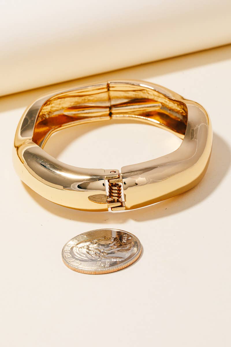 Warped Wavy Bangle Bracelet - Silver