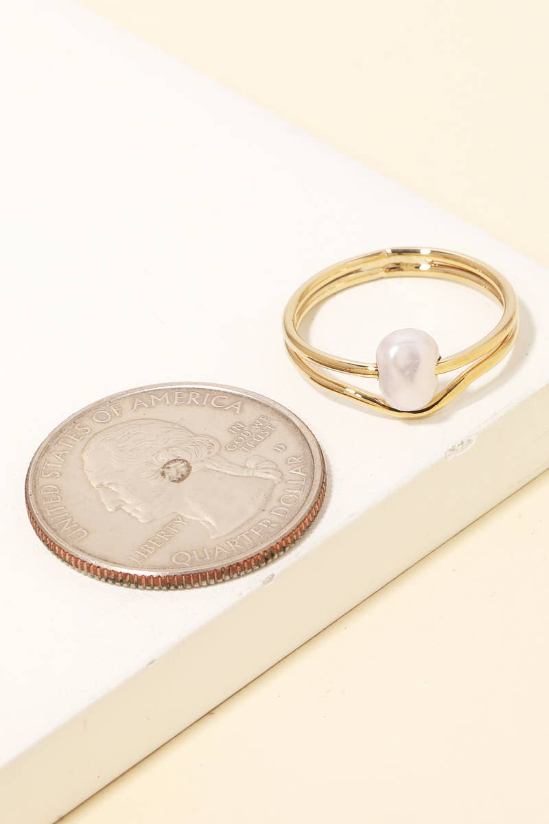 Pearl Charm Fashion Ring - Silver