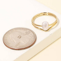 Pearl Charm Fashion Ring - Silver