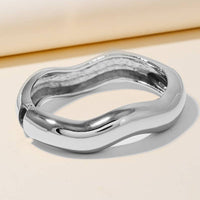 Warped Wavy Bangle Bracelet - Silver