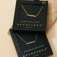 Secret Box Gold Dipped Dainty Mama Pendant Necklace - White Gold