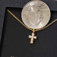 Secret Box Cubic Zirconia Mini Cross Charm Necklace - White Gold
