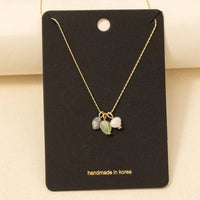Stone And Pearl Charms Dainty Chain Necklace