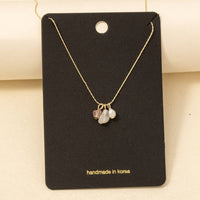 Stone And Pearl Charms Dainty Chain Necklace