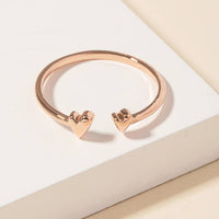 Gold Dipped Delicate Double Heart Open Ring - Silver