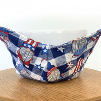 Patriotic Checkered Gnomes Bowl Cozy