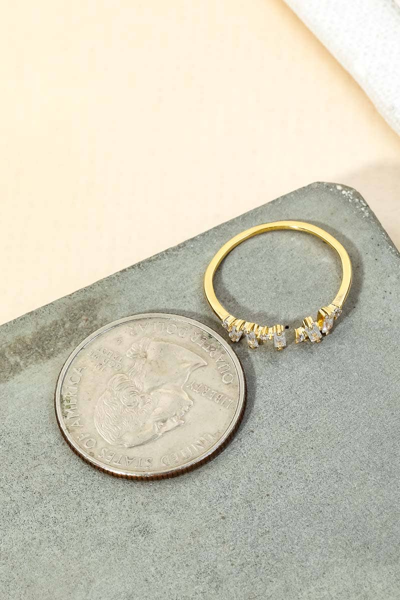 Gold Dipped Delicate Baguette Fashion Ring - Silver
