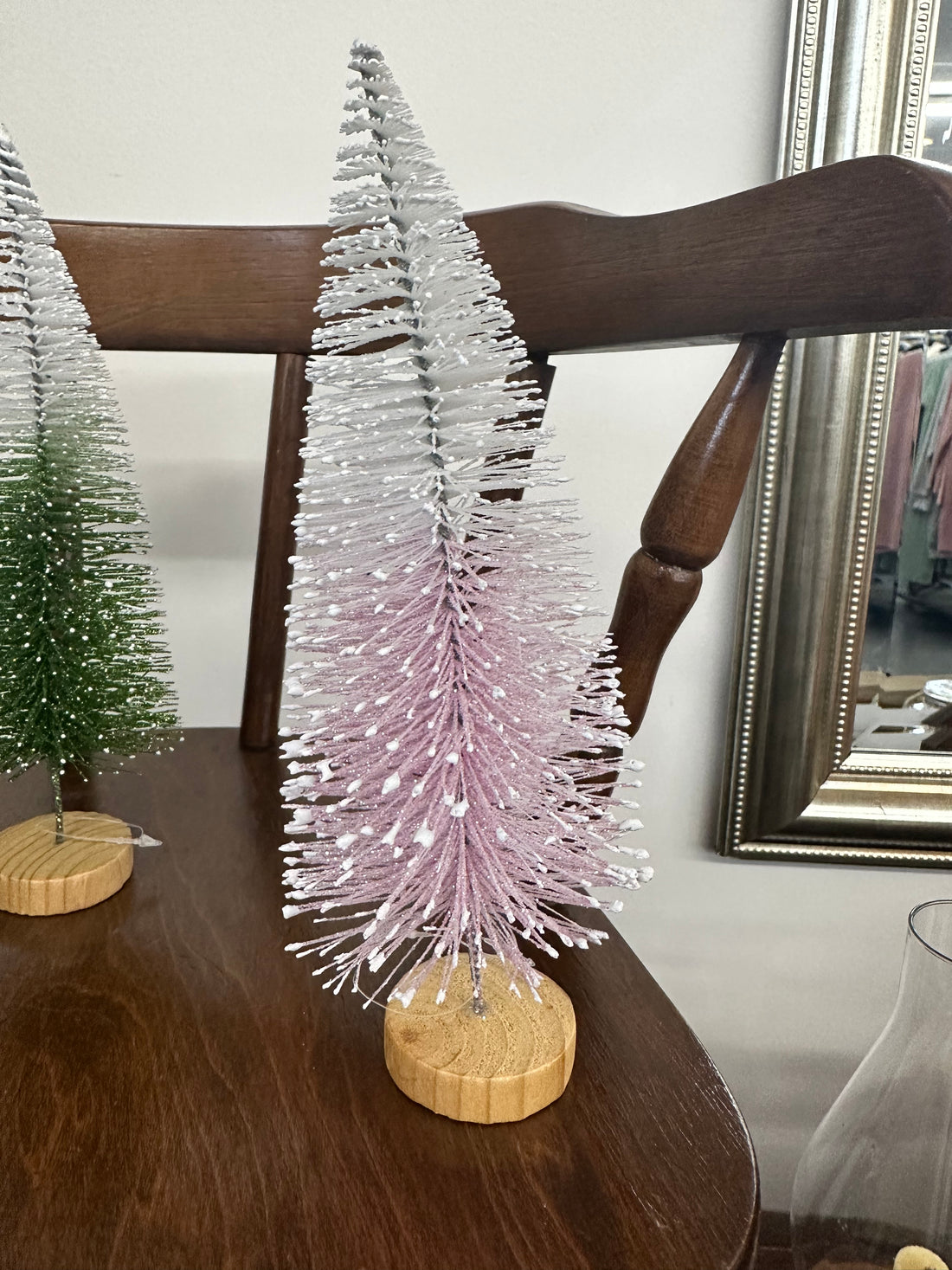 Bottle Brush Trees with Snow Frosted Top