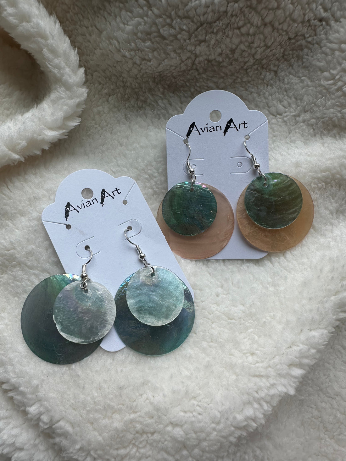 Double Circle Shell Drop Earrings