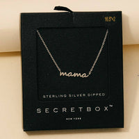 Secret Box Gold Dipped Dainty Mama Pendant Necklace - White Gold