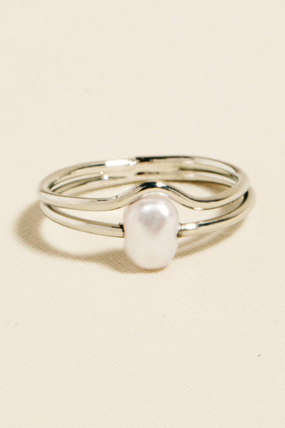 Pearl Charm Fashion Ring - Silver